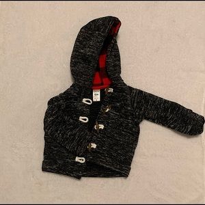 Carters little boys jacket size 12 months. Black white with red buffalo plaid